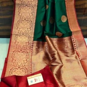 Banarasi katan silk saree|Handloom|Green|Pink|Blue