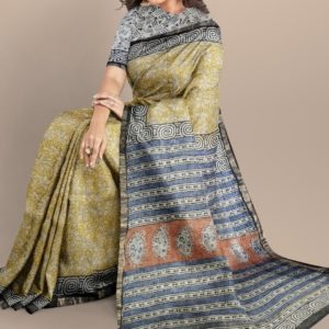 Pure Kota Doria Saree|brown with grey prints